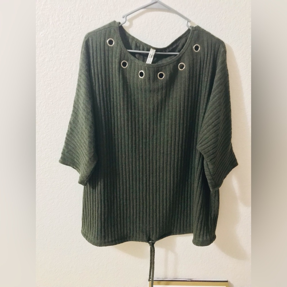 Dark Green Top w Drawstrings